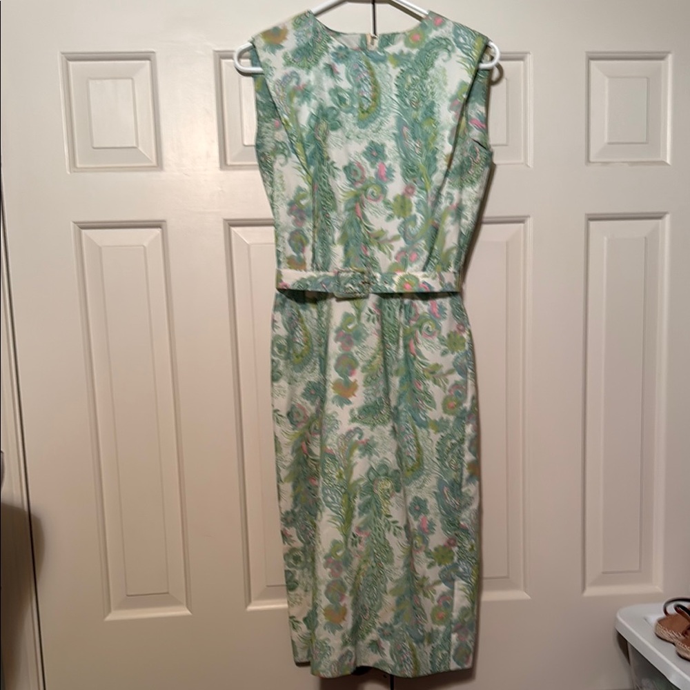 Vintage 1960’s Floral Green and Pink Silk Dress